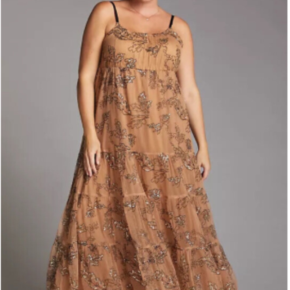 3x Anthropologie + Maeve Sequined Tulle Midi Maxi Dress NWT